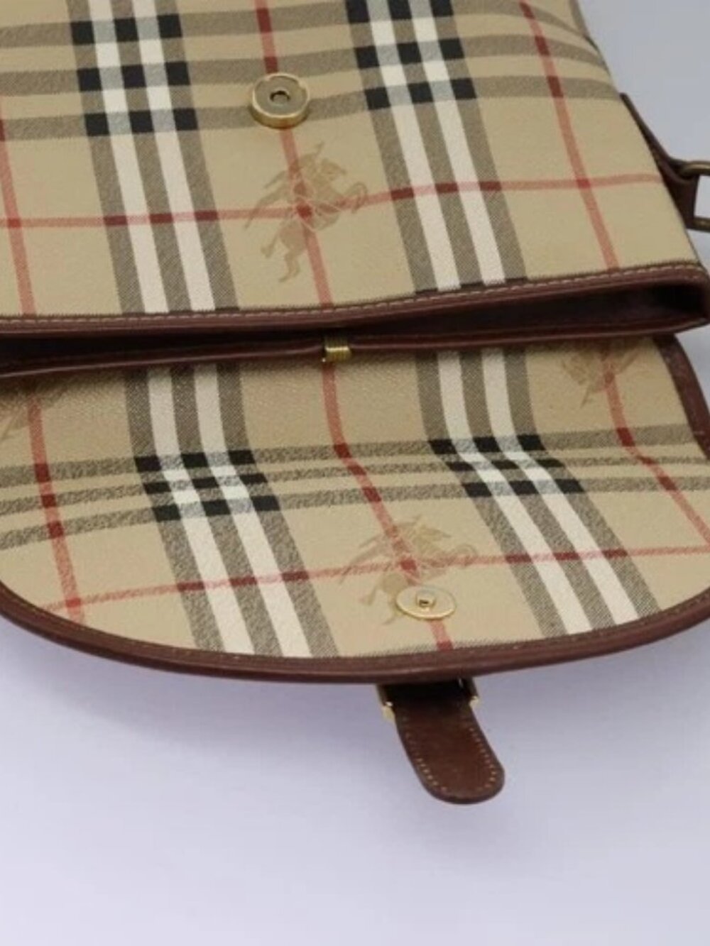 Burberrys Nova Check Shoulder Bag PVC Leather Beige Brown gold Auth BD093 - Picture 13 of 16